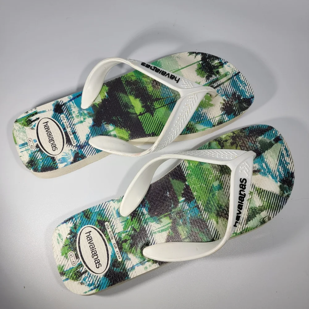 Havaianas 9/10 Mens Surf Flip Flops Sandals Shoes Photoprint Surfer White